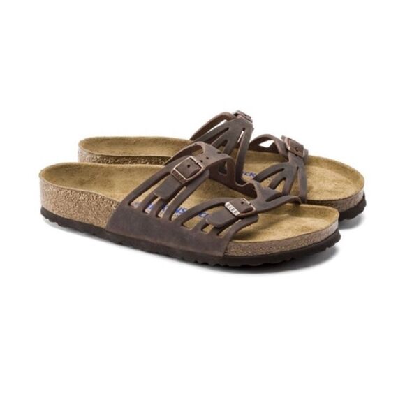 Birkenstock Granada Soft Footbed Strappy Slip on Sandal Brown Women's 6/6.5 37 - Picture 1 of 10